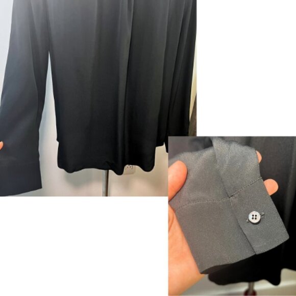 NO. 21 Black Silk Blend Ruffle High Neck Button Back Blouse Size M/10 - Picture 5 of 12